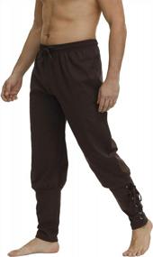 img 4 attached to Men'S Renaissance Pirate Costume Trousers With Ankle Cuff & Drawstrings