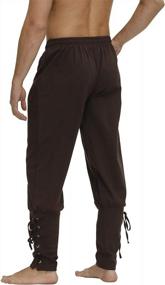 img 3 attached to Men'S Renaissance Pirate Costume Trousers With Ankle Cuff & Drawstrings