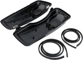 img 2 attached to XMT-MOTO Vivid Black Hard Saddlebag Lids with 5x7 Inch Speaker Grilles: Ideal for 1993-2013 Harley Davidson Touring Road Glide FLTRX Electra Glide FLHT Road King FLHR Street Glide FLHX Models