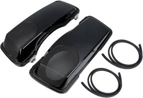 img 4 attached to XMT-MOTO Vivid Black Hard Saddlebag Lids with 5x7 Inch Speaker Grilles: Ideal for 1993-2013 Harley Davidson Touring Road Glide FLTRX Electra Glide FLHT Road King FLHR Street Glide FLHX Models