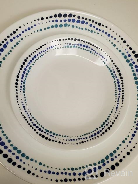 img 1 attached to Corelle Vitrelle 18-Piece Service For 6 Dinnerware Set, Triple Layer Glass And Chip Resistant, Lightweight Round Plates And Bowls Set, Ocean Blue review by Ana Walker