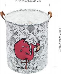 img 2 attached to Flamingo Canvas Storage Bin - Large Round Nursery Hamper For Clothes, Toys, And Baby Items. Waterproof Coated Organizer For Bedroom And Laundry.