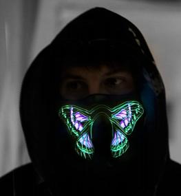 img 1 attached to Активируемая звуком светодиодная маска Butterfly Rave для EDM, Хэллоуина, музыкальных фестивалей и вечеринок - загораются и светятся