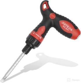 img 4 attached to Efficient Ratcheting Screwdriver Set | Double End Bits | Cushion Grip Handle | Versatile Muti-purpose Tool with #2 Phillips & 6mm Slotted Head Bits