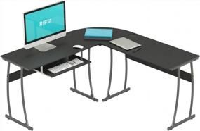 img 4 attached to Maximize Your Productivity With RIF6'S Durable L-Shaped Computer Desk With Adjustable Keyboard Tray For Home Office, PC, Laptop, Gaming, And Writing!