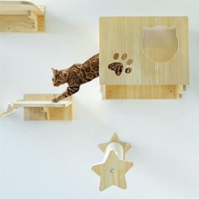img 2 attached to 🐱 Transform Your Space with La La Pet® Wall Mounted Cat Furniture: Stylish, Sturdy, and Functional Wooden Cat Shelves, Perches, Steps, and Climbers – A Modern Cat Lounger Set of 9