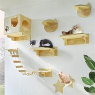 🐱 transform your space with la la pet® wall mounted cat furniture: stylish, sturdy, and functional wooden cat shelves, perches, steps, and climbers – a modern cat lounger set of 9 logo