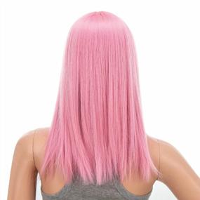 img 3 attached to Get The Perfect Look With SWACC'S 14" Pink Shoulder Length Wig With Blunt Cut Bangs And Heat Resistant Hair
