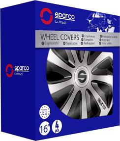 img 1 attached to 🎡 Sparco SPC1673SVBK Sicilia Wheel Covers: Silver/Black, Set of 4, 16 inches - Sleek & Stylish Rim Protection