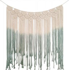 img 4 attached to Bohemian Handmade Green Macrame Wall Hanging Tapestry - Large Woven Tapestry For Bedroom, Living Room, Kid'S Room, And Weddings - 52.7"L X 44.9"W Home Decor