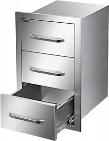 img 4 attached to Mophorn Outdoor Kitchen Drawers 16" W X 21.5" H X 18" D, Flush Mount Triple Access BBQ Drawers With Stainless Steel Handle, BBQ Island Drawers For Outdoor Kitchens Or BBQ Island Patio Grill Station