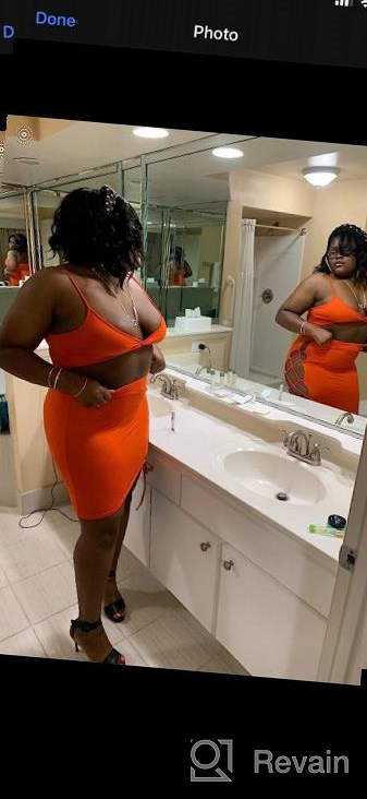 img 1 attached to 💃 Spaghetti Strap Two-piece Bandage Dress Set for Women - Sleeveless, Sexy Club Party Outfit with Crop Top and Lace-up Skirt review by John Thawngzauk