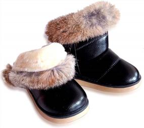 img 1 attached to Уютные и Водонепроницаемые Снежные Ботинки для Девочек - Зимние ботинки FJWYSANGU для малышей с плюшевой подкладкой и удобной плоской подошвой.