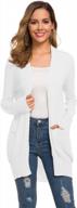 women's long sleeve open front cardigan sweater - soft knit with pockets - lightweight casual logo