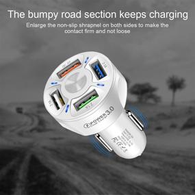 img 1 attached to White Car Charger Adapter, 4 Port USB Fast Car Charger with QC3.0, LED Light Display, Compatible with iPhone 12 Pro Max/11 Pro/XS/XR, Galaxy S20 Ultra and More - Improved SEO