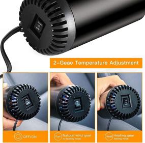 img 3 attached to Portable Car Heater and Cooler, 2-in-1 Heating & Cooling Fan, 150W 12V Windshield Defroster, Plug-in Auto Windscreen Fan Defroster with Suction Holder, Black