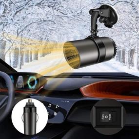 img 4 attached to Portable Car Heater and Cooler, 2-in-1 Heating & Cooling Fan, 150W 12V Windshield Defroster, Plug-in Auto Windscreen Fan Defroster with Suction Holder, Black