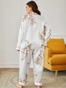 img 3 attached to WDIRARA Women'S Plus Size Sleepwear Contrast Binding 2 Piece Satin Pajama Set Loungewear
