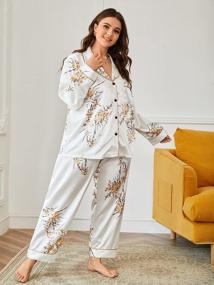 img 1 attached to WDIRARA Women'S Plus Size Sleepwear Contrast Binding 2 Piece Satin Pajama Set Loungewear