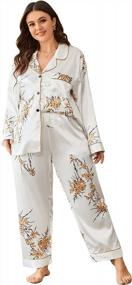 img 4 attached to WDIRARA Women'S Plus Size Sleepwear Contrast Binding 2 Piece Satin Pajama Set Loungewear
