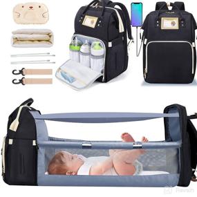 img 4 attached to 8-in-1 Diaper Bag Backpack with Changing Station for Baby Girls Boys - Suogkeale Waterproof Portable Travel Back Pack with Bassinet, Large Capacity, USB Charging & Stroller Straps