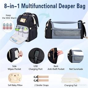 img 2 attached to 8-in-1 Diaper Bag Backpack with Changing Station for Baby Girls Boys - Suogkeale Waterproof Portable Travel Back Pack with Bassinet, Large Capacity, USB Charging & Stroller Straps
