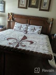 img 3 attached to Louisiana Inspired Fleur De Lis Quilt Bedding Set With Blanket And Pillow Shams In Ivory (Queen Size)