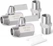 "gasher 4pcs 304 stainless steel ball valve set npt thread (3/8"" female&male) with stainless steel handle" 1 logo