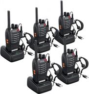 esynic 5pcs rechargeable walkie talkies with earpieces long range two-way radios 16 channel usb cable charging handheld transceiver flashlight for adults kids outdoor logo