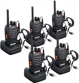 img 4 attached to ESynic 5Pcs Rechargeable Walkie Talkies With Earpieces Long Range Two-Way Radios 16 Channel USB Cable Charging Handheld Transceiver Flashlight For Adults Kids Outdoor
