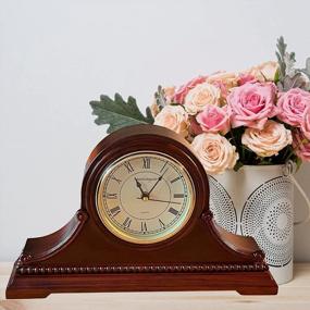 img 2 attached to Vmarketingsite Silent Mantel Clock With Westminster Chimes - Solid Wooden Decorative Table Clock In Maroon Roman Numerals, Battery Operated - 9" X 16" X 3