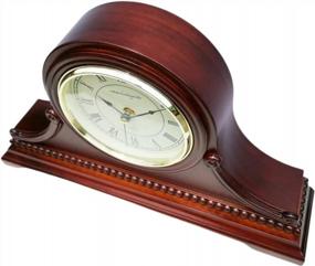 img 3 attached to Vmarketingsite Silent Mantel Clock With Westminster Chimes - Solid Wooden Decorative Table Clock In Maroon Roman Numerals, Battery Operated - 9" X 16" X 3