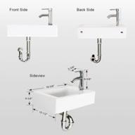white ceramic wall mount rectangle sink with chrome faucet and pop up drain p trap (t02), 18-3/8" x 1.5 gpm, eclife bathroom logo