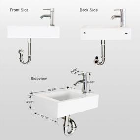 img 4 attached to White Ceramic Wall Mount Rectangle Sink With Chrome Faucet And Pop Up Drain P Trap (T02), 18-3/8" X 1.5 GPM, Eclife Bathroom