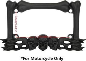 img 3 attached to 🔥 Enhanced SEO: TC Sportline LPF260-BK Motorcycle License Plate Frame - 3D Skull Flames and Bones Design, Zinc Metal, Matte Black Finish