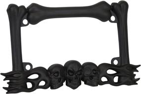 img 4 attached to 🔥 Enhanced SEO: TC Sportline LPF260-BK Motorcycle License Plate Frame - 3D Skull Flames and Bones Design, Zinc Metal, Matte Black Finish