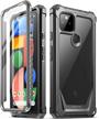 hybrid shockproof google pixel 4a 5g case with built-in screen protector - poetic guardian series 6.2 inch full-body bumper cover in clear/black (2020) logo