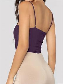 img 2 attached to MANGDIUP Backless Adjustable Spaghetti Bodysuit（White Women's Clothing ~ Bodysuits