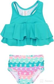 img 3 attached to 👙 Cute RuffleButts® Baby/Toddler Girls 2 Piece Cropped Peplum Tankini Swimsuit with Ruffles