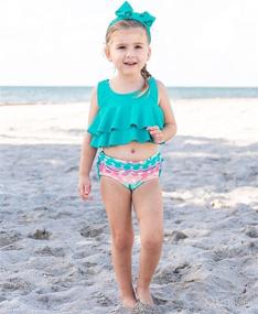 img 2 attached to 👙 Cute RuffleButts® Baby/Toddler Girls 2 Piece Cropped Peplum Tankini Swimsuit with Ruffles