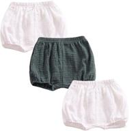 👶 looly unisex baby girls boys 3 pack cotton linen blend bloomer shorts: soft and stylish bottoms for your little ones логотип