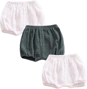 img 4 attached to 👶 LOOLY Unisex Baby Girls Boys 3 Pack Cotton Linen Blend Bloomer Shorts: Soft and Stylish Bottoms for Your Little Ones