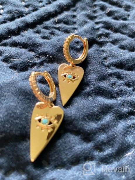 img 1 attached to Huggie Hoop Earrings For Women, S925 Sterling Silver Post 14K Gold Plated Evil Eye Star Butterfly Spike Cross Hoop Dangle Small Hoop Huggie Earrings Minimalist Hypoallergenic Jewelry Gifts For Women review by Richie Jacobson
