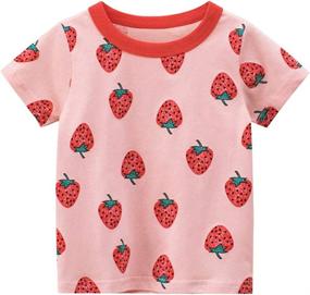 img 2 attached to 🍓 Kivors Strawberry Short Sleeve Crewneck T Shirts: Stylish Girls' Tops, Tees & Blouses for Fashionable Looks