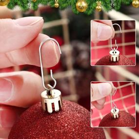img 2 attached to 200 шт., серебряные крючки для рождественских украшений, металлические проволочные вешалки с ящиком для хранения для украшения елки, вечерние