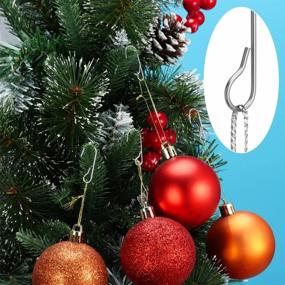 img 1 attached to 200 шт., серебряные крючки для рождественских украшений, металлические проволочные вешалки с ящиком для хранения для украшения елки, вечерние