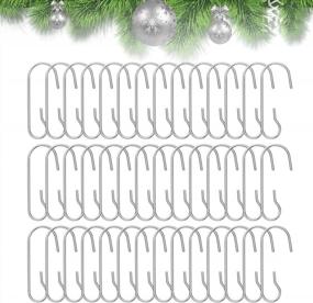img 4 attached to 200 шт., серебряные крючки для рождественских украшений, металлические проволочные вешалки с ящиком для хранения для украшения елки, вечерние