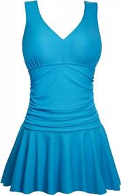 img 2 attached to Get Beach-Ready With AONTUS Women'S Tummy-Control Plus Size Swimsuits