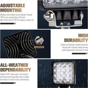 img 3 attached to Pair Of 4-Inch Off-Road Flood LED Lights For Trucks, Tractors, Jeeps, ATVs, Boats, And Golf Carts - Daytime Running Lamps And Driving Lights