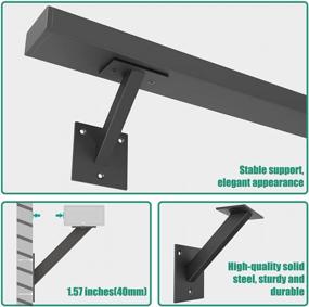 img 3 attached to Heavy Duty Steel Stair Handrail With Mounting Kit - Wall-Mounted Railing For Indoor And Outdoor Stairways - Available In Multiple Lengths (6Ft, Black) By AMSOOM